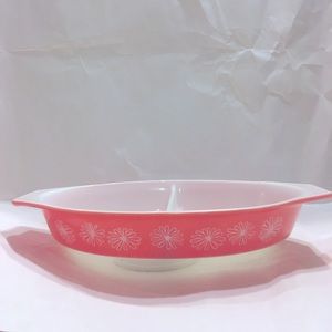 Pink Daisy Pyrex Divided Casserole